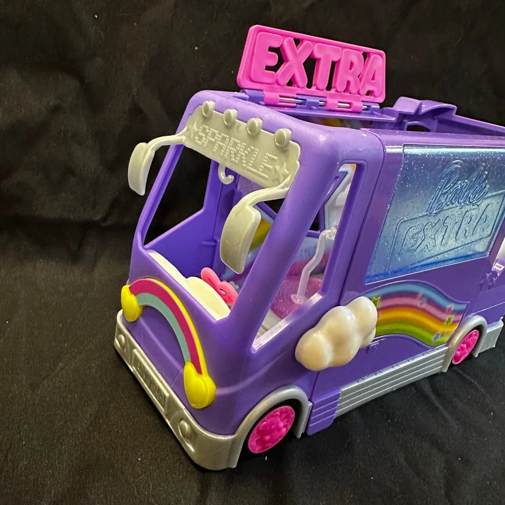 Barbie Extra Tour Bus Playset Purple Rainbow Sparkle Vehicle GYJ25